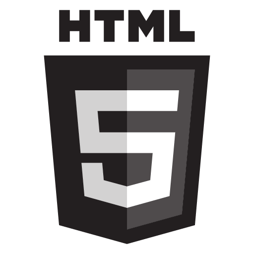 HTML (Hypertext Markup Language) logo.